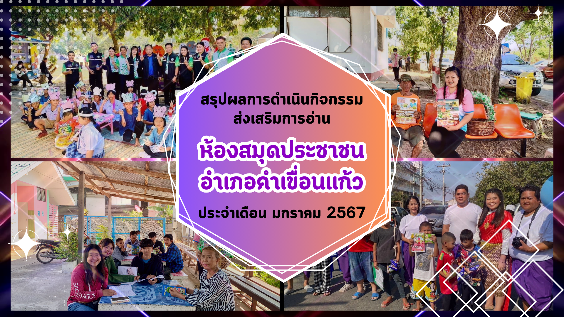 สรุปผลการจัดกิจกรรมส่งเสริมการอ่าน ประจำเดือน มกราคม 2567 ห้องสมุดประชาชนอำเภอคำเขื่อนเเก้ว